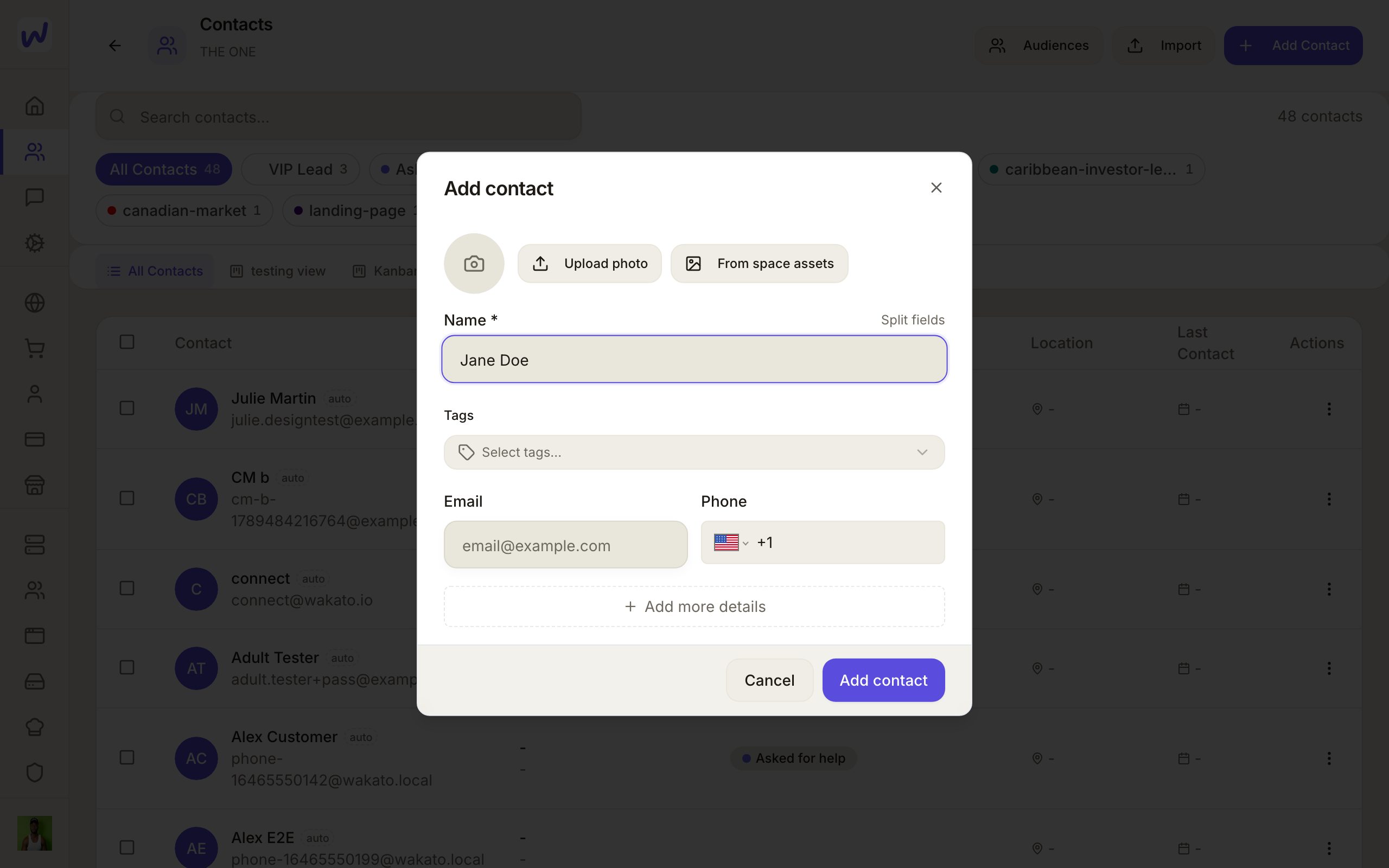 Add their email or phone
